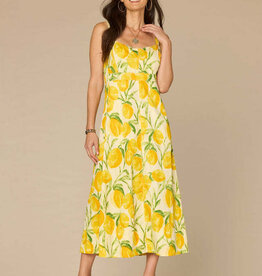 Democracy Lemon Lush Multi V-Neck Smocked Back Tank Dress