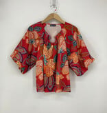 Democracy Lobster Multi Bubble Bell Sleeve V-Neck O-Ring Top