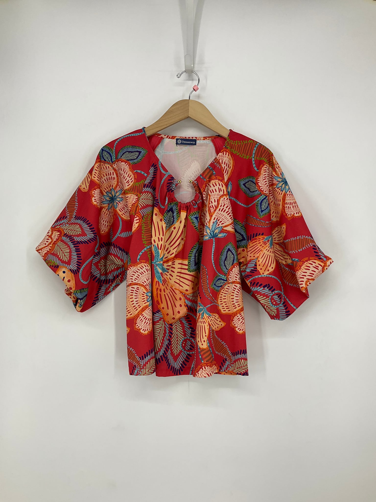 Democracy Lobster Multi Bubble Bell Sleeve V-Neck O-Ring Top
