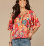 Democracy Lobster Multi Bubble Bell Sleeve V-Neck O-Ring Top