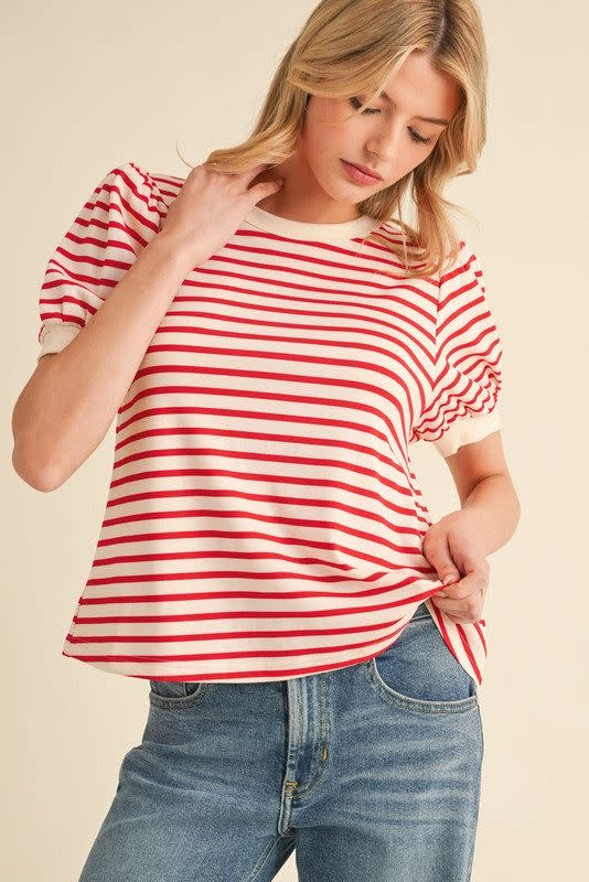 Jodifl Red Striped Print Top