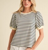 Jodifl Navy Striped Print Top