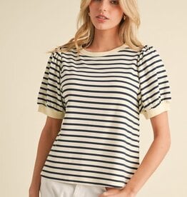 Jodifl Navy Striped Print Top
