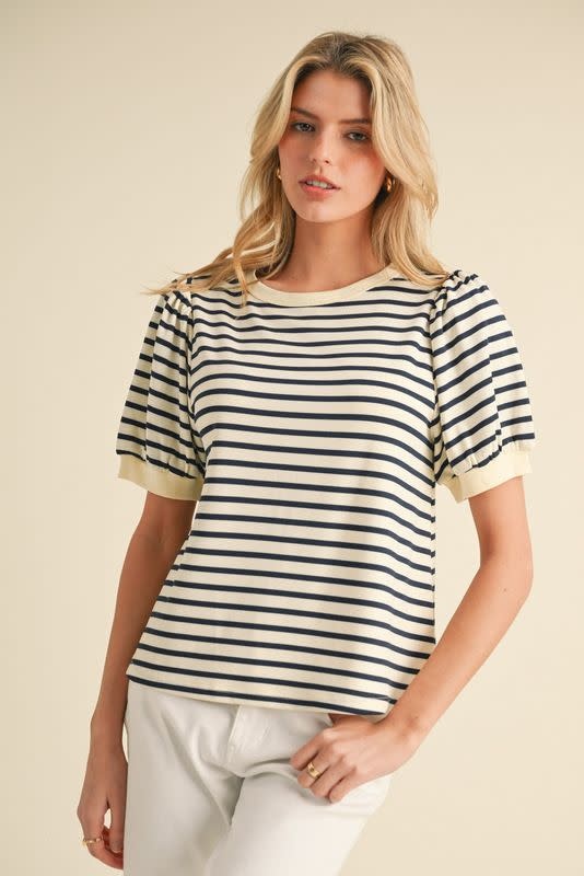 Jodifl Navy Striped Print Top