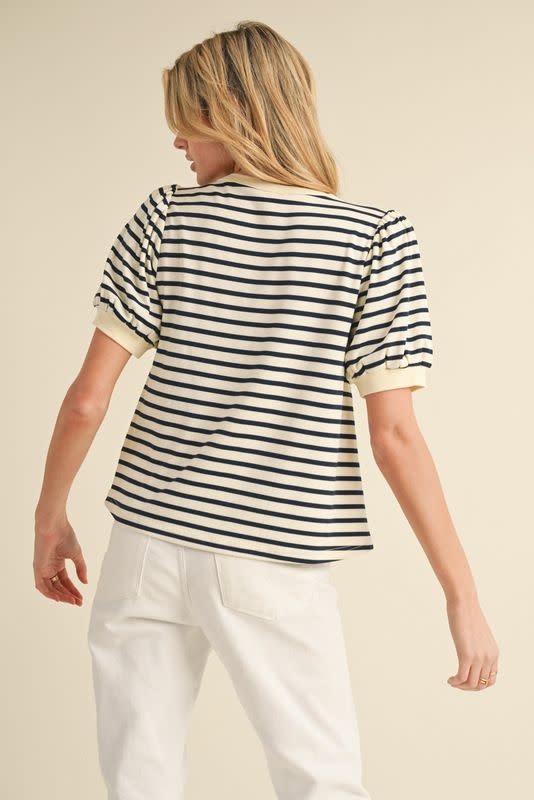 Jodifl Navy Striped Print Top