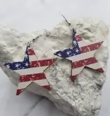 FLEURISH Wooden Patriotic Stars Earrings