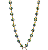 Lou & Co. Green Resin Ceramic & Pearl Beaded Necklace with Charms