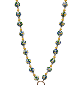 Lou & Co. Green Resin Ceramic & Pearl Beaded Necklace with Charms