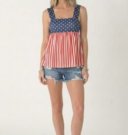 Patriotic American Flag Babydoll Tank Top