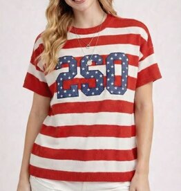 4th of July Stripe Top with 250 Year Patch
