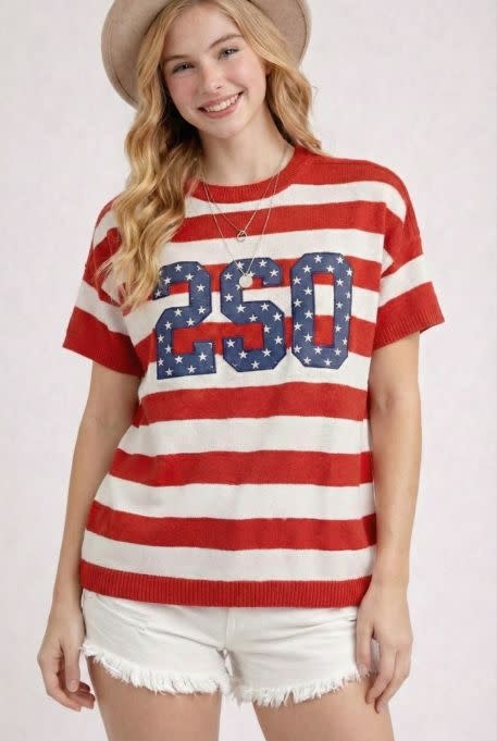 4th of July Stripe Top with 250 Year Patch