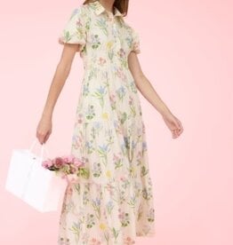 PRINTED PUFF SLEEVE SHIRT DRESS