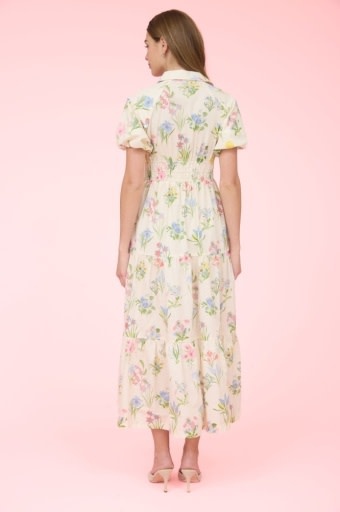 PRINTED PUFF SLEEVE SHIRT DRESS