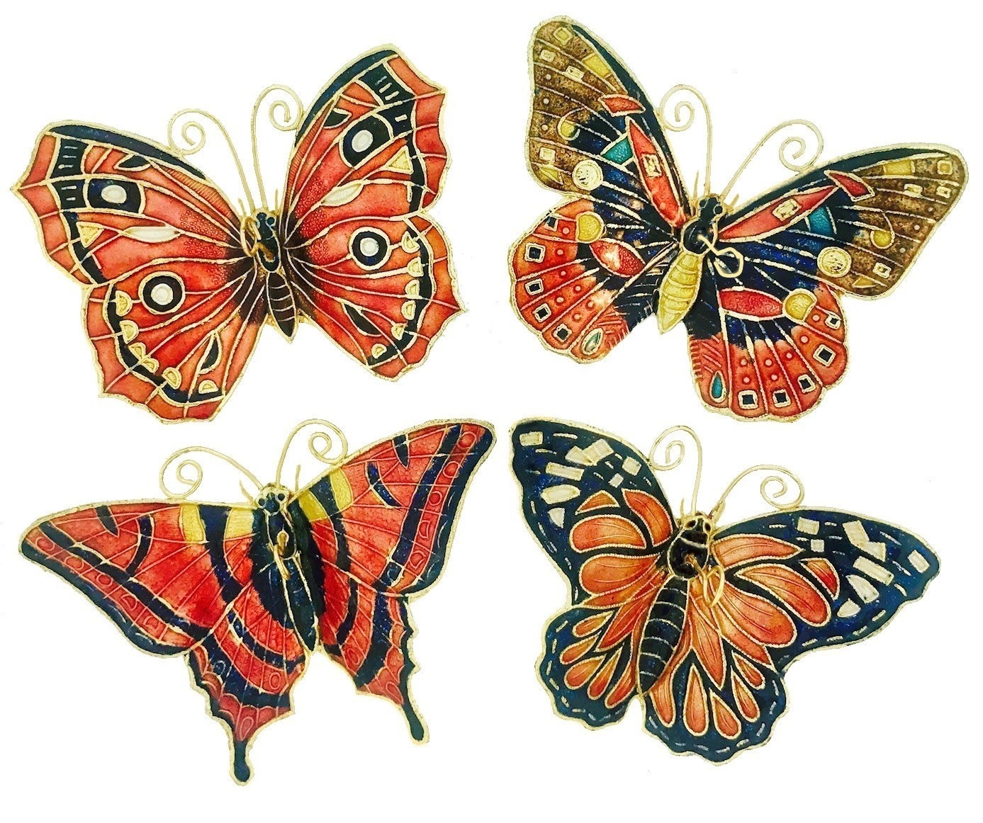 FLEURISH Cloisonne Butterfly Hanging Ornament (orange-various)