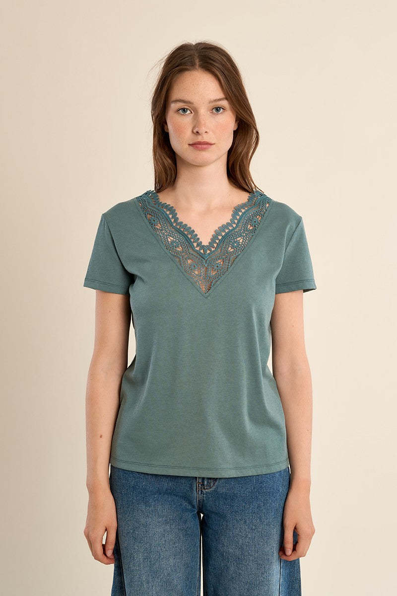 Molly Bracken Sage Green Ladies Knitted Tee