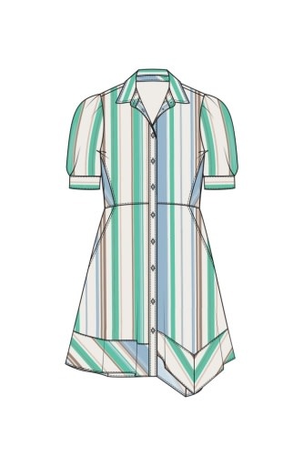 Liverpool Los Angeles short sleeve raglan asymmetrical hem woven shirt dress