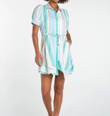 Liverpool Los Angeles short sleeve raglan asymmetrical hem woven shirt dress
