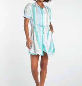 Liverpool Los Angeles short sleeve raglan asymmetrical hem woven shirt dress