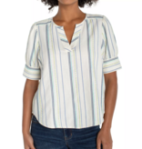 Liverpool Los Angeles short sleeve popover woven top