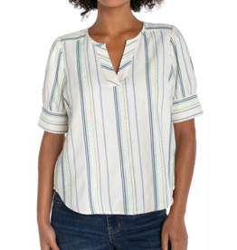 Liverpool Los Angeles short sleeve popover woven top