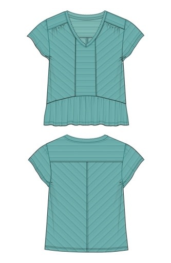Liverpool Los Angeles short sleeve v neck knit top w/ miter detail