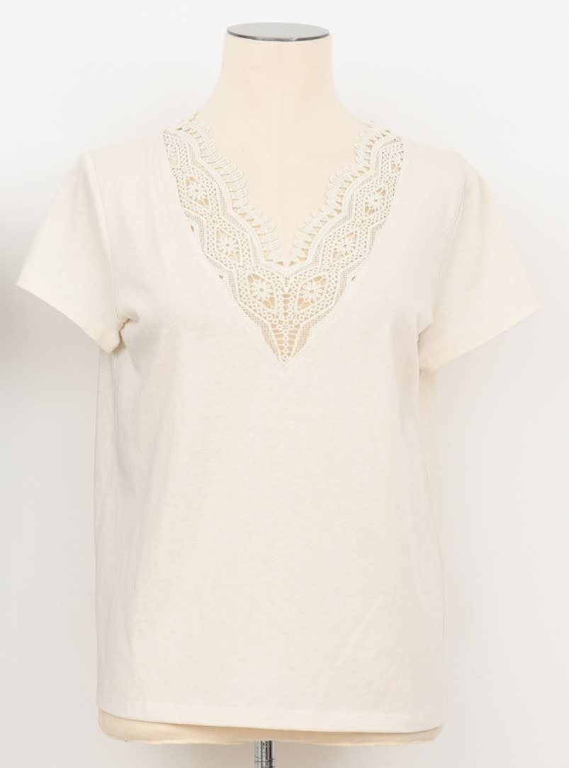 Molly Bracken Cream Ladies Knitted Tee