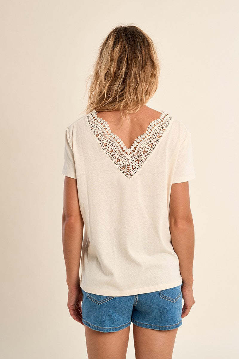 Molly Bracken Cream Ladies Knitted Tee