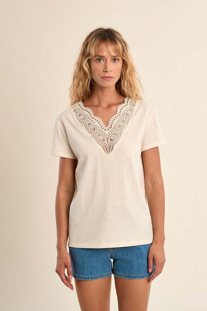 Molly Bracken Cream Ladies Knitted Tee