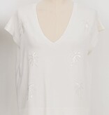 Molly Bracken White V-Neck With Sequin Palm Tree