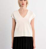 Molly Bracken White V-Neck With Sequin Palm Tree