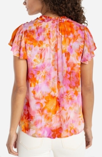 Liverpool Los Angeles flutter sleeve popover woven blouse w/ ruffl