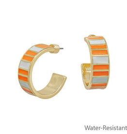 Meghan Browne Style Orange White Rody Earrings