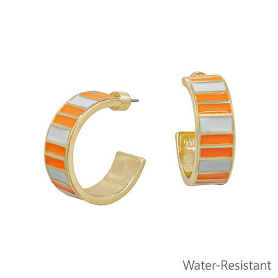 Meghan Browne Style Orange White Rody Earrings