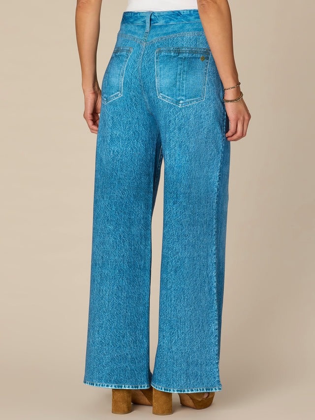 Democracy Blue 30/26” Skyrise French Terry Printed Wide Leg