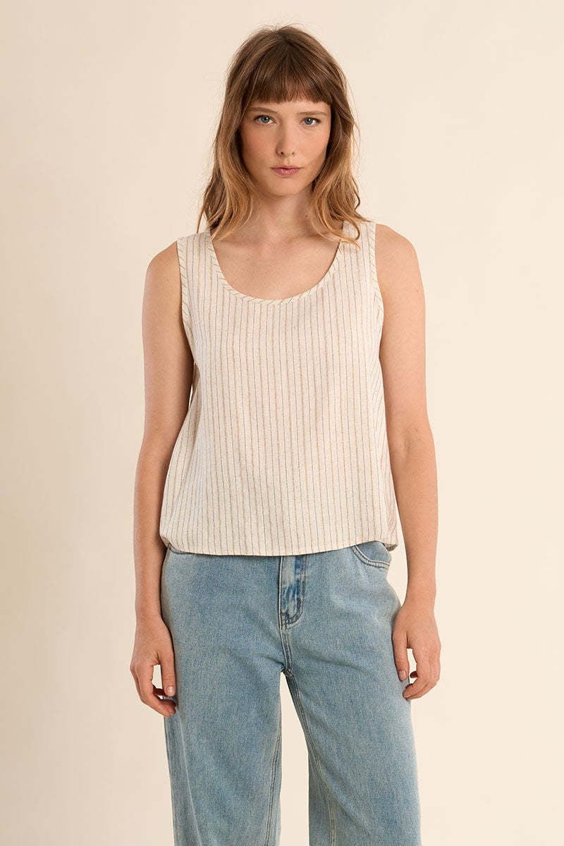 Molly Bracken Light Beige Ladies Woven Top