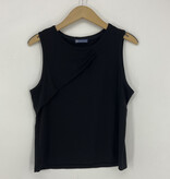 Democracy Black Sleeveless Scoop Neck Asymmetrical Shirring Knit Top