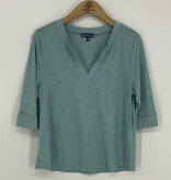 Democracy Aqua Haze Shirt Tail Hem Knit Top