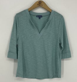 Democracy Aqua Haze Shirt Tail Hem Knit Top
