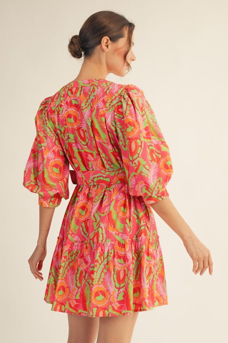 Jodifl Multi Button Down Geo Floral Dress