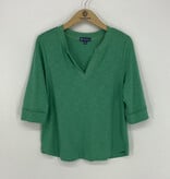Democracy Deep Jade Shirt Tail Hem Knit Top