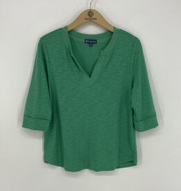 Democracy Deep Jade Shirt Tail Hem Knit Top