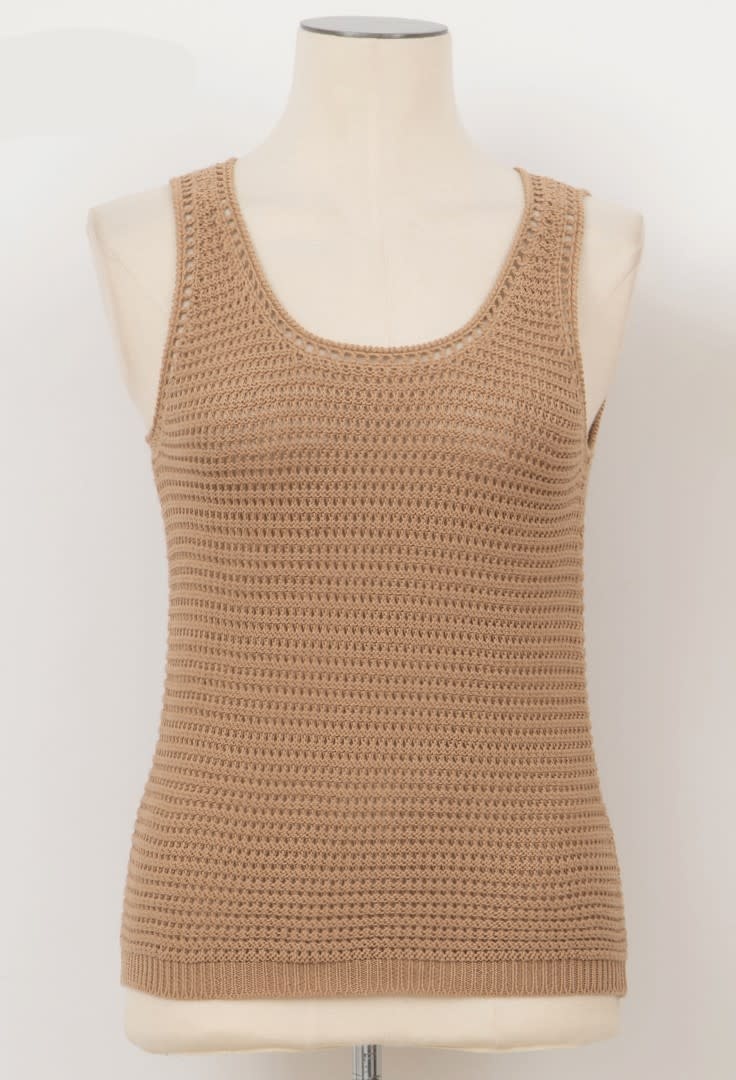 Molly Bracken Beige Ladies Knitted Tank Top (crochet knit tank)