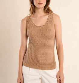 Molly Bracken Beige Ladies Knitted Tank Top (crochet knit tank)