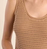 Molly Bracken Beige Ladies Knitted Tank Top (crochet knit tank)