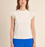 Molly Bracken Offwhite Ladies Knitted Tee (eyelet cap sleeve)