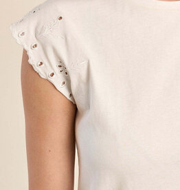 Molly Bracken Offwhite Ladies Knitted Tee (eyelet cap sleeve)