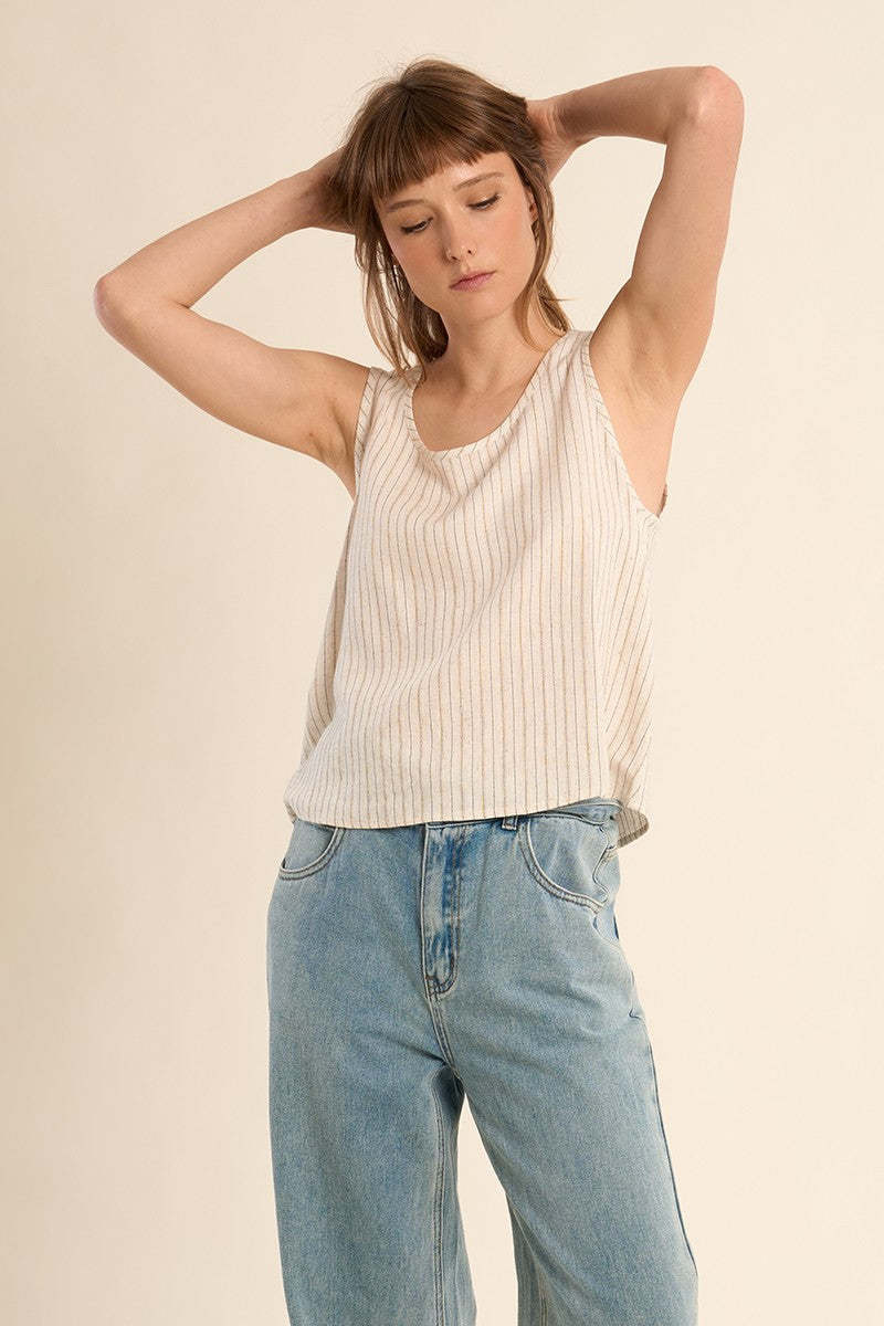 Molly Bracken Light Beige Ladies Woven Top