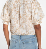 Liverpool Los Angeles puff sleeve button front woven top w/ twist