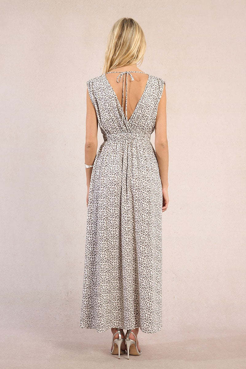 Molly Bracken Leopard Print Maxi Dress (Offwhite Maude Ladies Woven Dress)