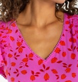 Liverpool Los Angeles short sleeve flutter v neck woven top